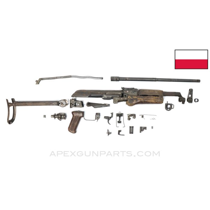 Polish AKMS Under Folder Parts Kit, w/ Hungarian 16.25" Barrel, 7.62x39 *Good*