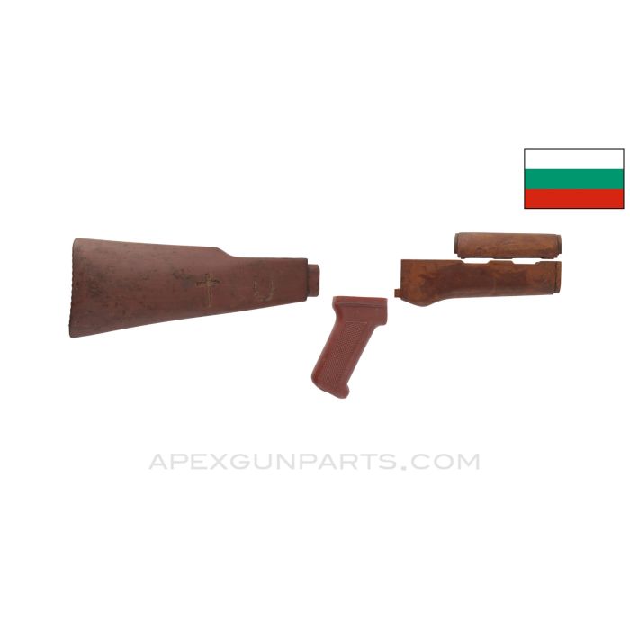 Bulgarian AK-47 Bakelite Furniture Set w/ Plastic Buttstock, U for Ustaša Trench Art, Stripped *Good*