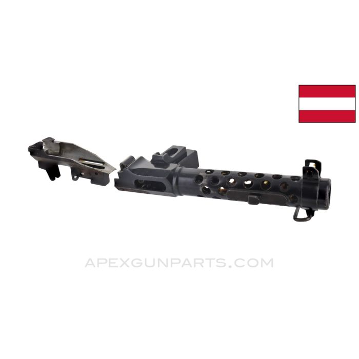 MP34 SMG Receiver Section Set, Front & Rear, w/ Barrel Shroud & Integral Magazine Loading Adapter *Good* 