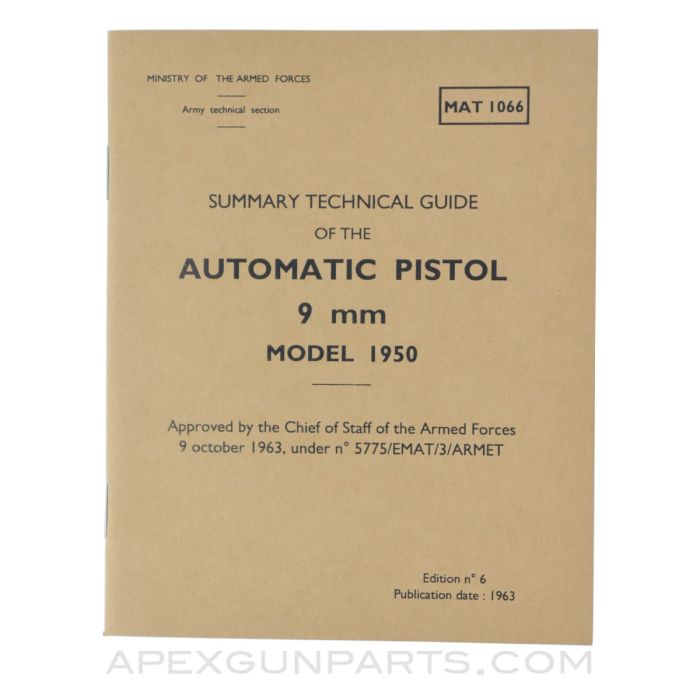 Model 1950 9mm Automatic Pistol Technical Guide, 6th Edition, Paperback, Translation from Original *NEW*