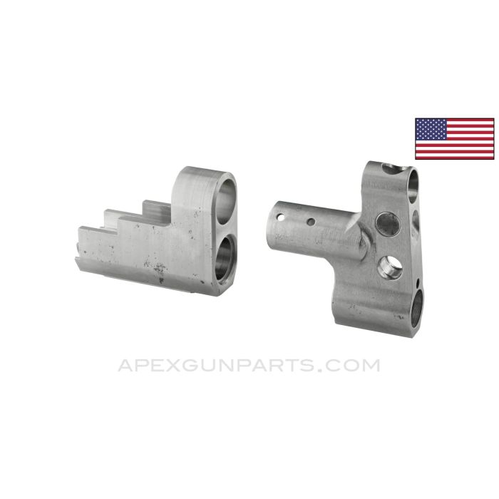 AKM/AK Micro Draco Front Sight Combination Gas Block w/ Rear Sight Block, Stripped, In The White, *Good*