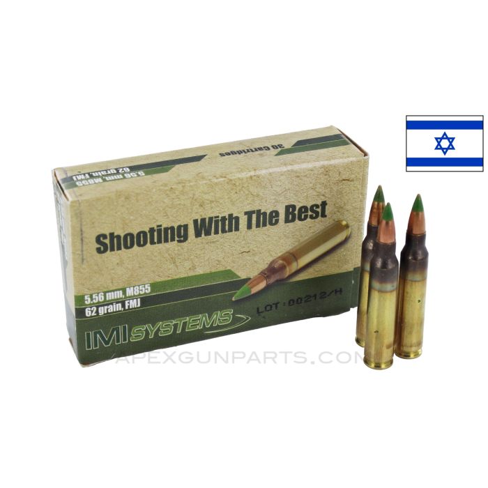 5.56X45mm (Rifle) - 30 RND Box, Israeli IMI, M855 - 62 Grain FMJ 
