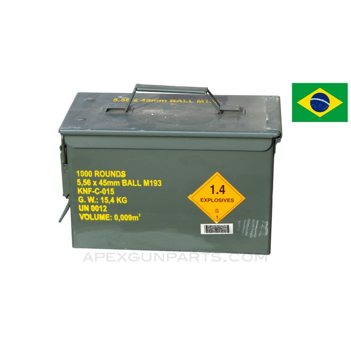  5.56x45mm CBC M193 FMJ (Rifle) -1000RD Ammo Can - 55 Grain, Brass Case *NEW*