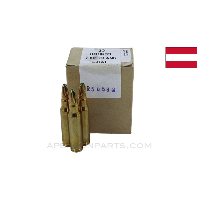 7.62X51MM (Rifle) 20rd Box of Blanks, L31A1 Austrian Military Surplus, *NOS* 