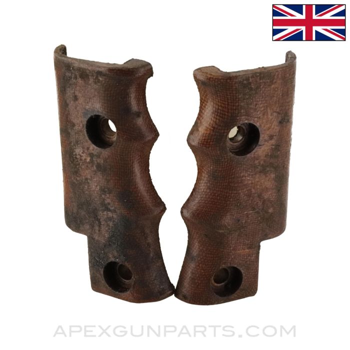 British #7 Bayonet grip panel set, Synthetic Reddish Brown, Stripped *Very Good*