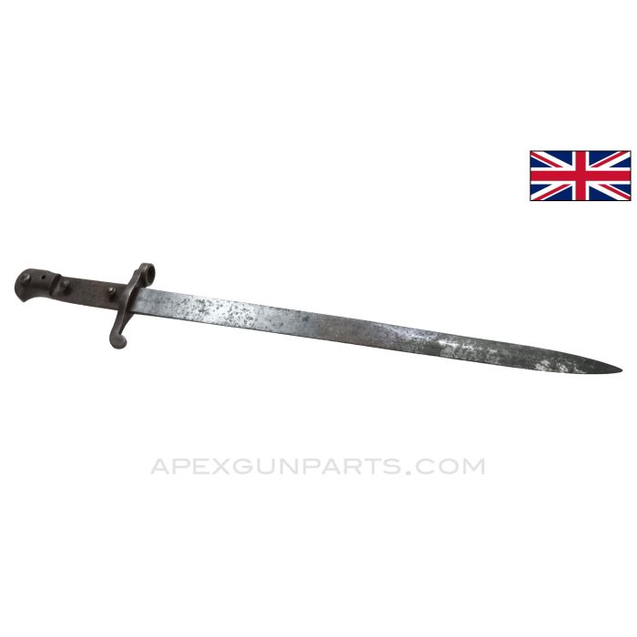 British Martini Henry 1887 MKI "Sword" Bayonet, Stripped Grips *Fair*