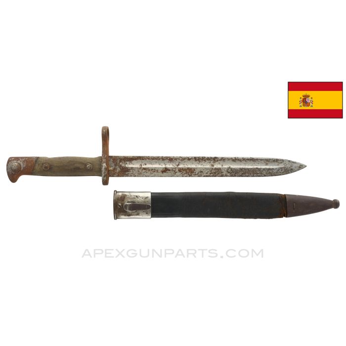 Spanish M1893 Mauser Bayonet , w/ Scabbard, Unmarked, *Fair*