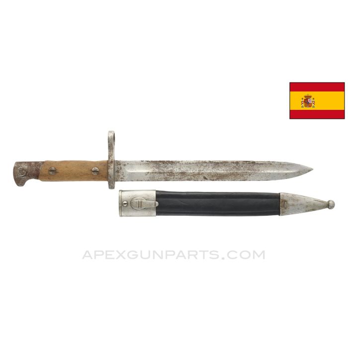 Spanish M1893 Mauser Bayonet , w/ Scabbard, Artillery Marked, *Fair*