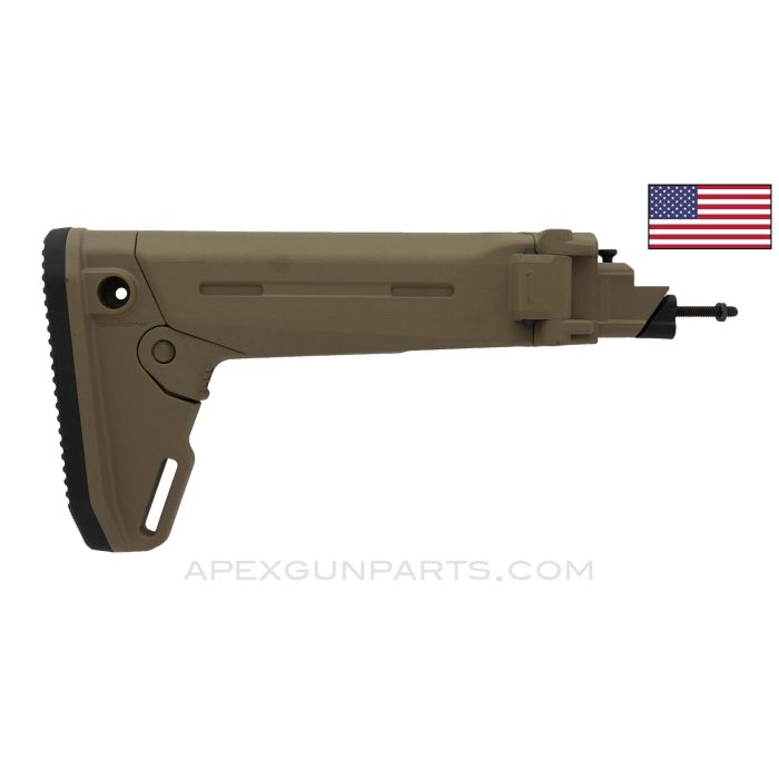 Magpul Zhukov-S™ AK-47/AK-74 Side Folding Stock, w/ Mount Screws, FDE Polymer, 922(r) Compliant, *Very Good*