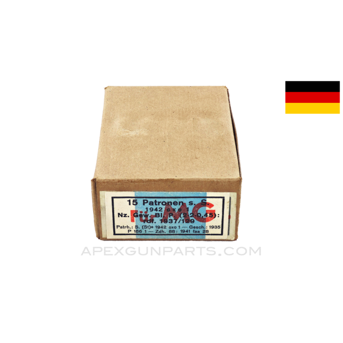 8mm Mauser (Rifle) - 15RD Box of German Military Surplus, Heavy Ball, Lead Core s.S. 7.92X57 Mauser in *Good* Condition