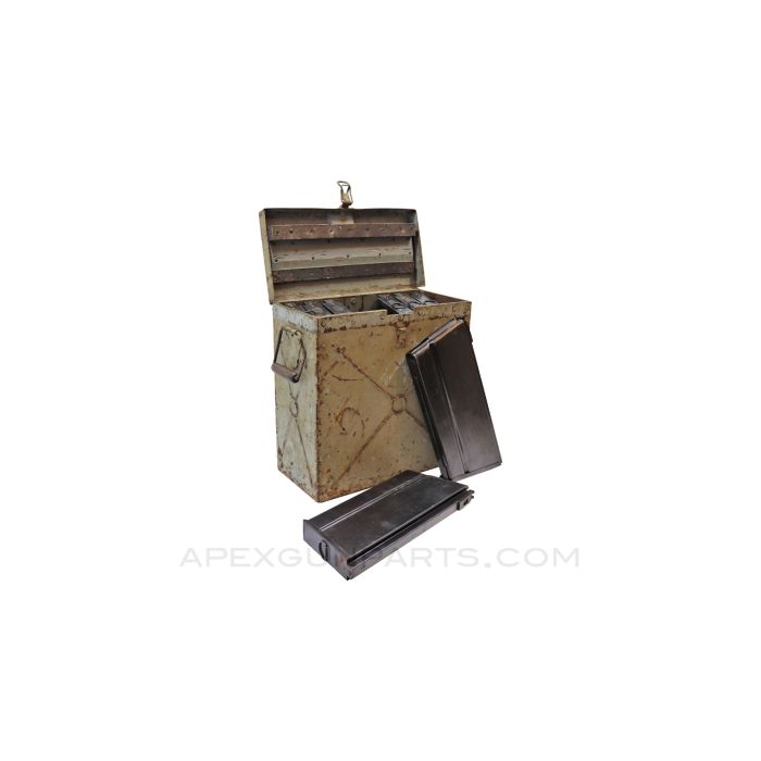 WWII Hotchkiss M1929 / Mle 1930 13.2X96mm Heavy Machine Gun Transit Chest with Eight 30rd Magazines *Good* 
