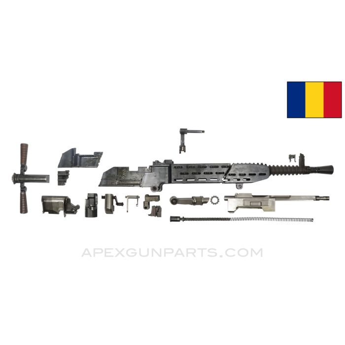 ZB37 MG Parts Kit Romanian Contract, Gas Regulator Lacks Spring, No Carry Handle or Top Cover, w/ Demilled Barrel & 5 Receiver Sections, 7.9x57mm *Fair* 