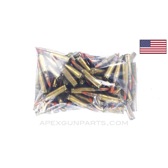 7.62x51mm (Rifle) Lake City Arsenal, Bag of 100, Orange Tip Tracer, in *Good* Condition 