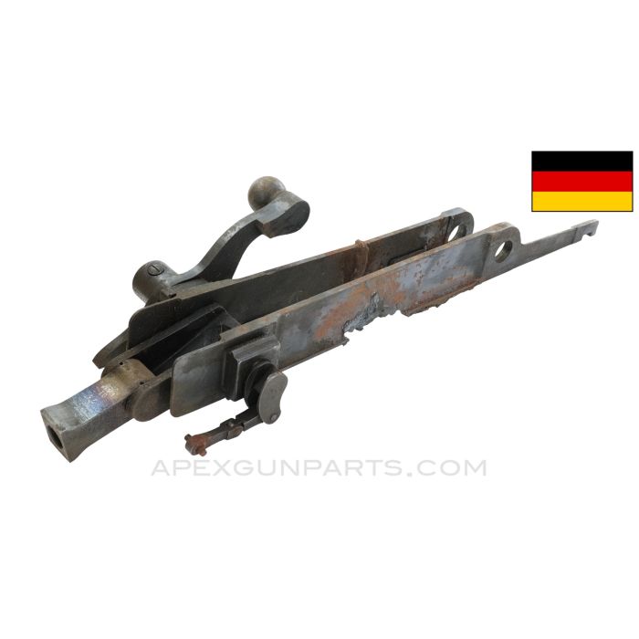 German Maxim MG-08 / 15 Barrel Extension & Charging Handle Assembly, Torched Edge *Fair* 