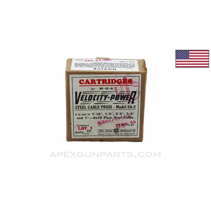 Mine Safety Appliances Co.  25 Cartridges for M-S-A- Velocity Power Steel Cable Press Model SA-2 *Very Good* Condition 