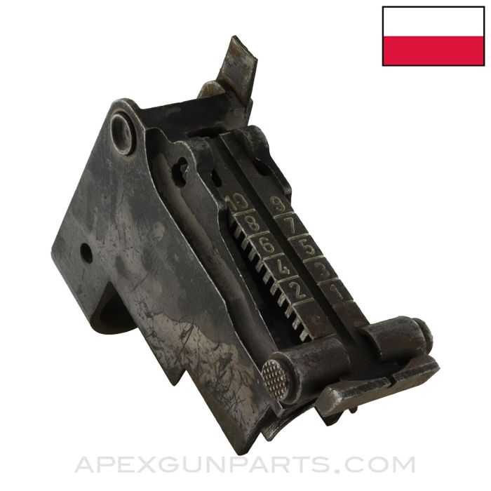 Polish AKML Rear Sight Assembly, Stripped w/ Rear Sight Leaf *Good*