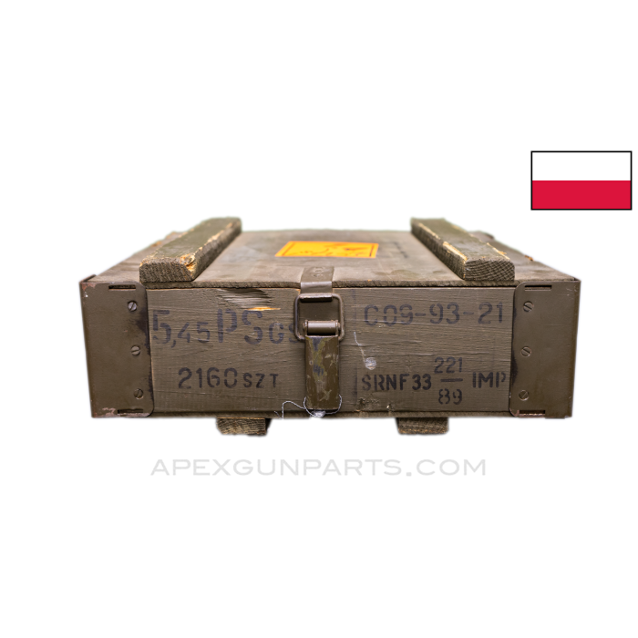 5.45x39mm Polish (Rifle) - 2160RD Crate - FMJ Steel Case - 55 Grain - Steel Core *Excellent*