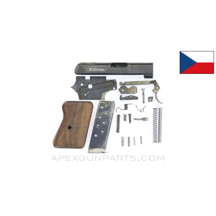 Czech CZ 45 Pistol Parts Kit, .25 ACP, w/ Magazine, Wood Grip *Good*