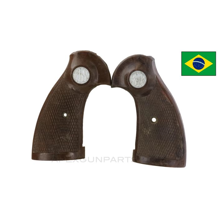 Rossi Revolver Grip Panel Set, Brown, Plastic, Checkered *Good*