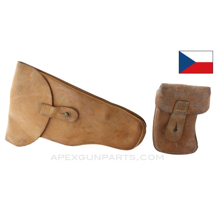 Czech VZ-61 Skorpion SMG Set of 1Holster & 1 Magazine Pouch, Leather *Very Good*