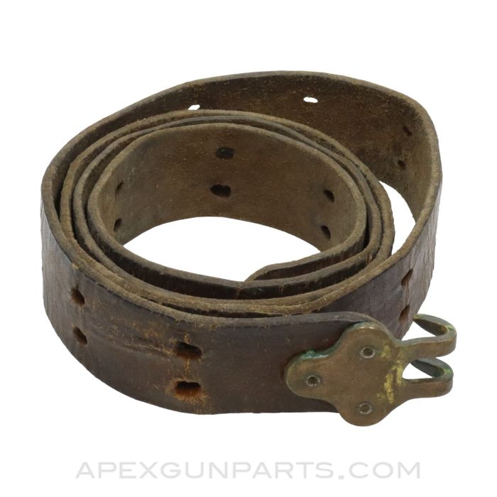M1907 Sling, Stripped, Brown Leather w/Steel or Brass Hooks, USGI, *Fair* 