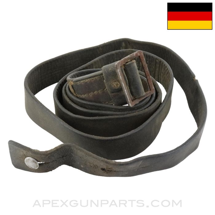 German K98a Mauser Syle Sling, Leather, w/ Keeper & Button *Fair*