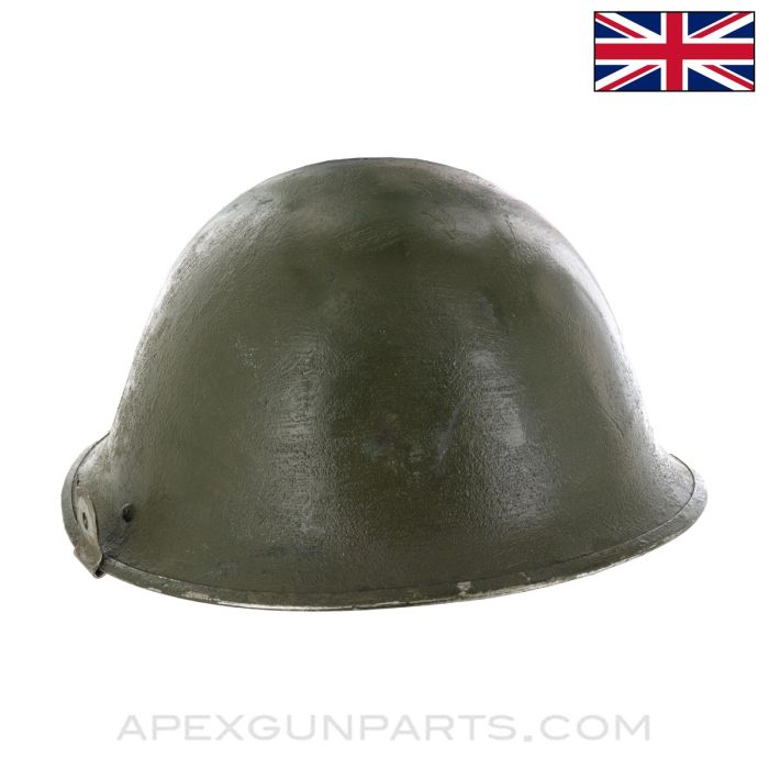 British Mk IV "Turtle Shell" Steel Helmet, No Liner, w/ Riot Visor Mount, WW2 Date *Good*