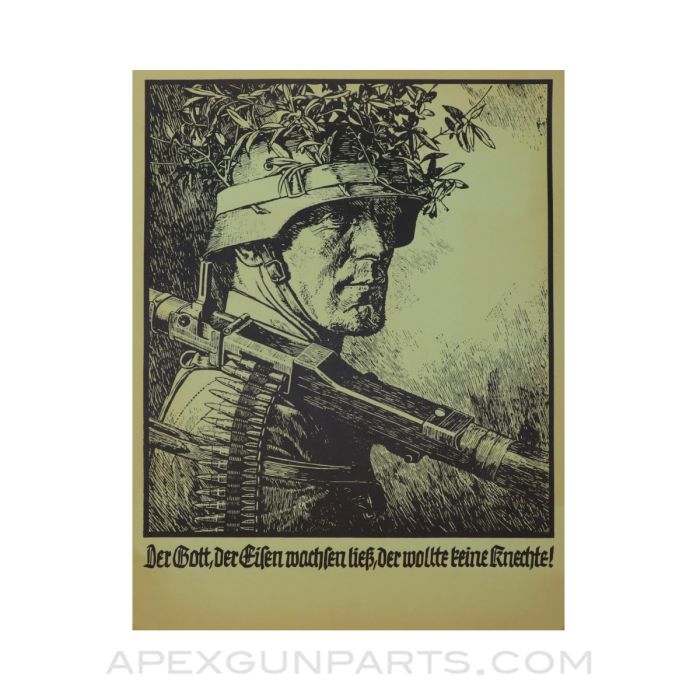 "Der Gott der Eisen Wachsen ließ" Propaganda Poster Reprint, 22.5"x16.5" *NEW* 