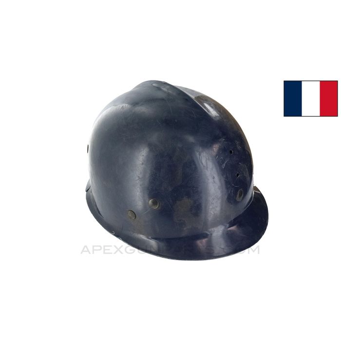 French Gendarmerie Riot Helmet, Complete, Blue Plastic *Fair/ Cracked* 
