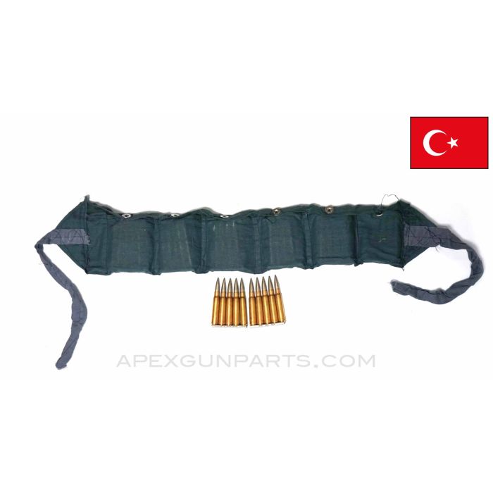 8mm Mauser (Rifle) - 60RD Bandolier of Turkish Military Surplus, 198gr FMJ, 5rd Stripper Clips, 7.92x57 *GOOD*
