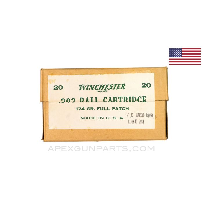 .303 (Rifle) - 20RD Box, Winchester 174 gr "Green Box" Ball Ammunition, *Very Good* Condition 