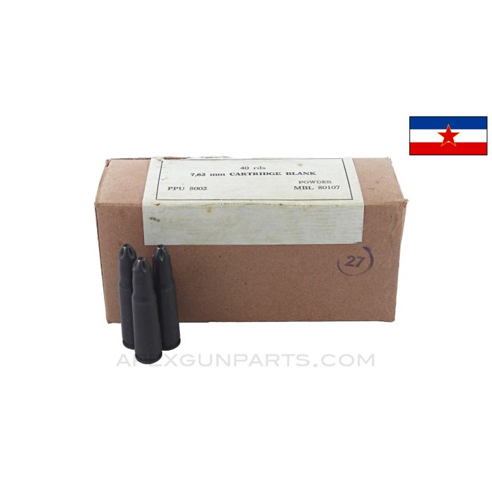 7.62X39mm (Rifle) Prvi Partizan Blanks, Yugoslavian PPU, 40 Round Box, Steel Case, *NOS* 