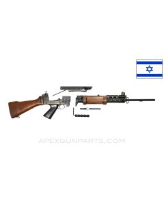 Israeli FAL Light Rifle Parts Kit, w/ Populated 21" Barrel Assembly, Wood Stock & Handguard, 7.62x51 NATO *Good* 