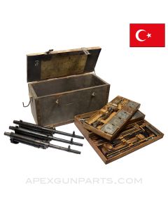 Turkish Hotchkiss M1922 Armorers Chest, w/ Three Barrels and Lots of Spare Parts, 27.5", 8mm Mauser *Fair* 