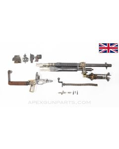 British Hotchkiss M1909 "Portative" LMG Parts Kit, w/ Torch Cut Demilled Receiver Sections (4 Pcs) & Live Barrel, 23.5", No Grip Panels, .303BR *Good* 