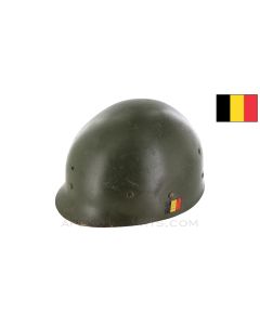 Belgian Helmet Liner for M1 Steel Pot, Missing Chin Strap, ABL Flag Marking, OD Green Painted *Good* 