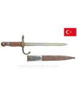 Turkish 1903 Mauser Bayonet & Scabbard, Hooked Quillion, Blade Length Modified to 9.5" *Good*  