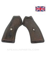 Webley MKVI Grip Set, Warped, Size Medium, Brown Plastic, .455 *Fair*