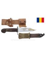 Romanian AKM Type 1 Bayonet, w/ Scabbard & Leather Frog *Good* 