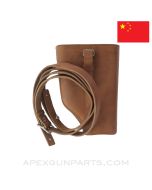 Chinese Mauser C96 'Broomhandle' Leather Carrier W/Strap for the Wood Stock Holster, Brown Leather *NOS* 