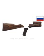 Russian AKM Wood Stock Set, w/ Izhevsk Plum Pistol Grip *Very Good*