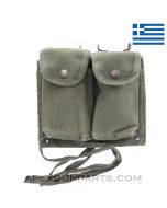 M1A / M14 / M77 / FAL Double Magazine Pouch, OD Green Canvas with Metal Hangers, Greek *Fair*
