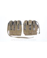 German MP-43 / MP-44 / STG-44 Sturmgewehr Brown Jute and Leather Magazine Pouch Set, 3-Cell, WW2 *NEW Aftermarket Manufacture*
