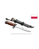 Polish AK-47 Bayonet & Scabbard w/Leather Hanger, Type 3, *Very Good*