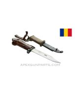 Romanian AKM Type 1 Bayonet, w/ Scabbard, Knuckle Strap & C-Strap, *Good*