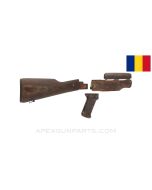 Romanian AKM Furniture Set, w/ Cut Foregrip, Balkan Service, Wood, *Fair*