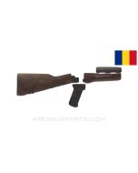 Romanian AKM Buttstock Set, Blemished, Early Solid Wood, *Fair*
