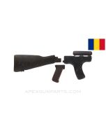 Romanian AKM Furniture Set, w/ Lower Handguard Foregrip, Balkan Service, Wood, *Fair*