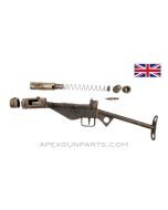 British STEN Mk 3 SMG Parts Kit, w/ Front Sight Receiver Stub & "T" Stock, 9mm Luger, *Good*