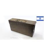 Israeli Marked Machine Gun Ammo Can, Steel w/Carry Handle, Brown Painted, 7.92 *Fair*